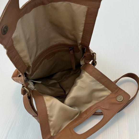 Lucky Brand Tan Crossbody Bag foldover magnet cognac piecetrain leather - Picture 7 of 15